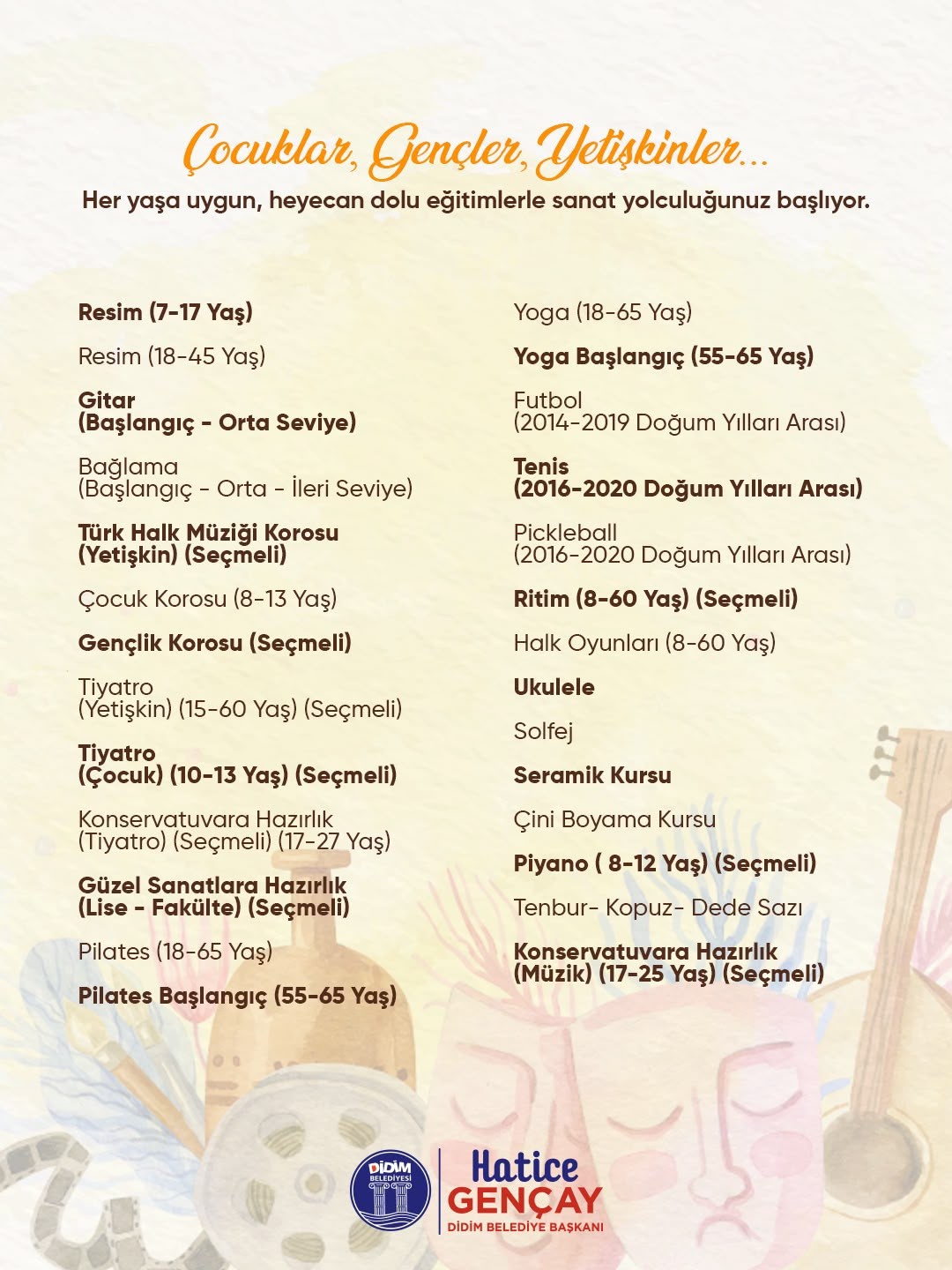Didim Belediyesi DİGEM Sanat ve Spor Akademisi’nde kurs kayıtları başladı
