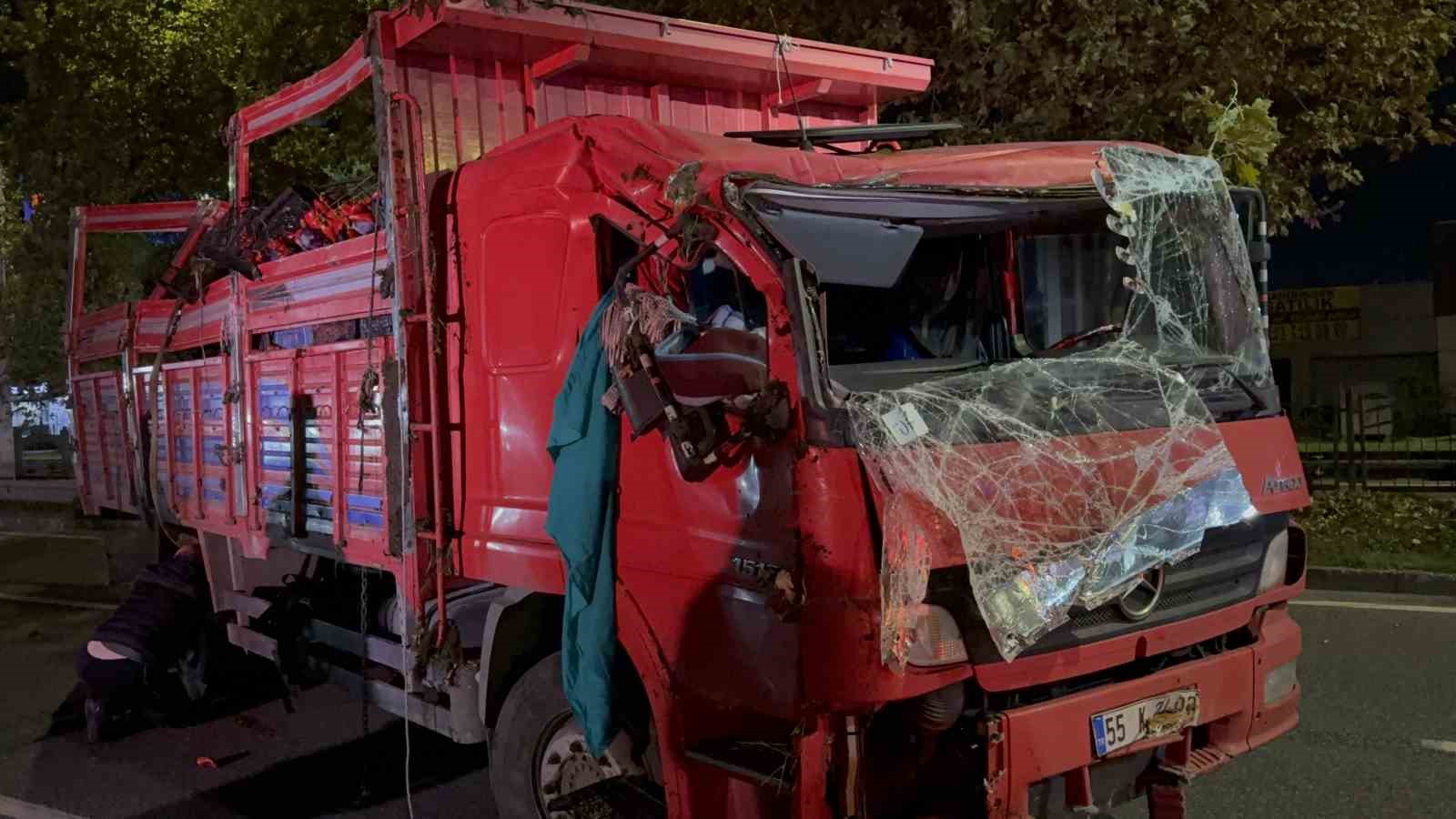 Devrilen kamyondaki 10 ton kapya biber yola saçıldı: 2 yaralı