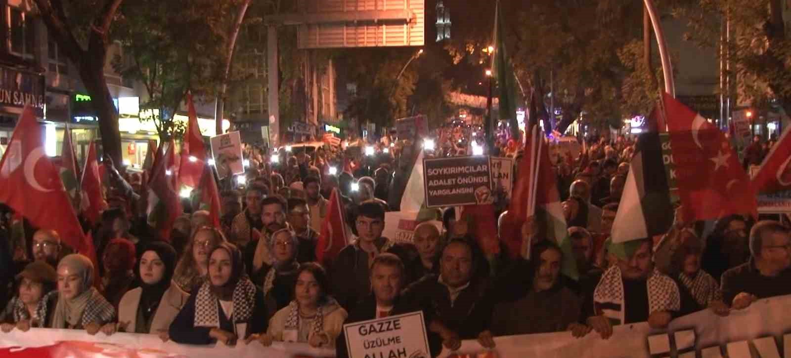 Ankara’da Filistin’e destek yürüyüşü düzenlendi