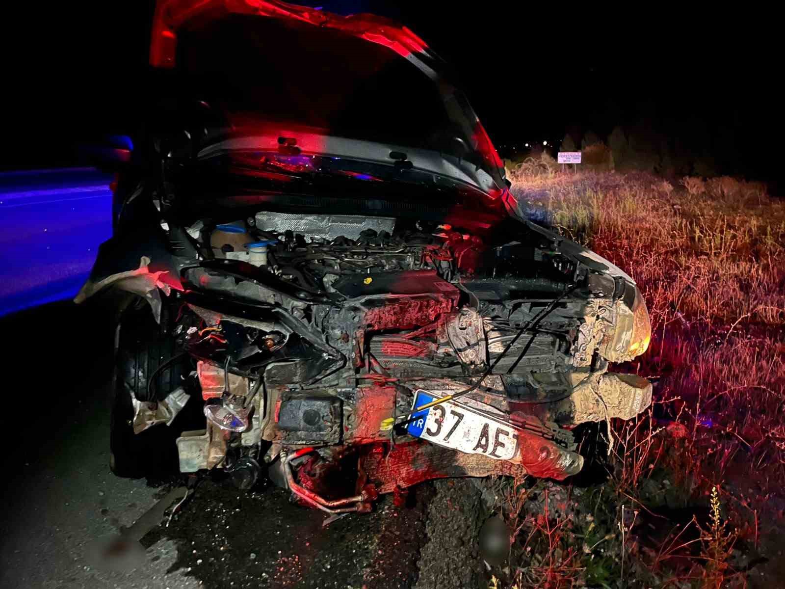 Kastamonu’da otomobil domuz sürüsüne çarptı: 2 yaralı
