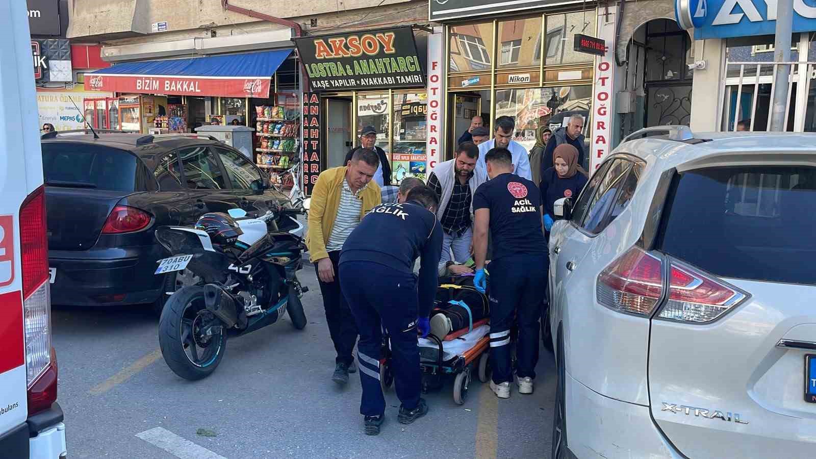Karaman’da SUV araca arkadan çarpan motosikletin sürücüsü yaralandı