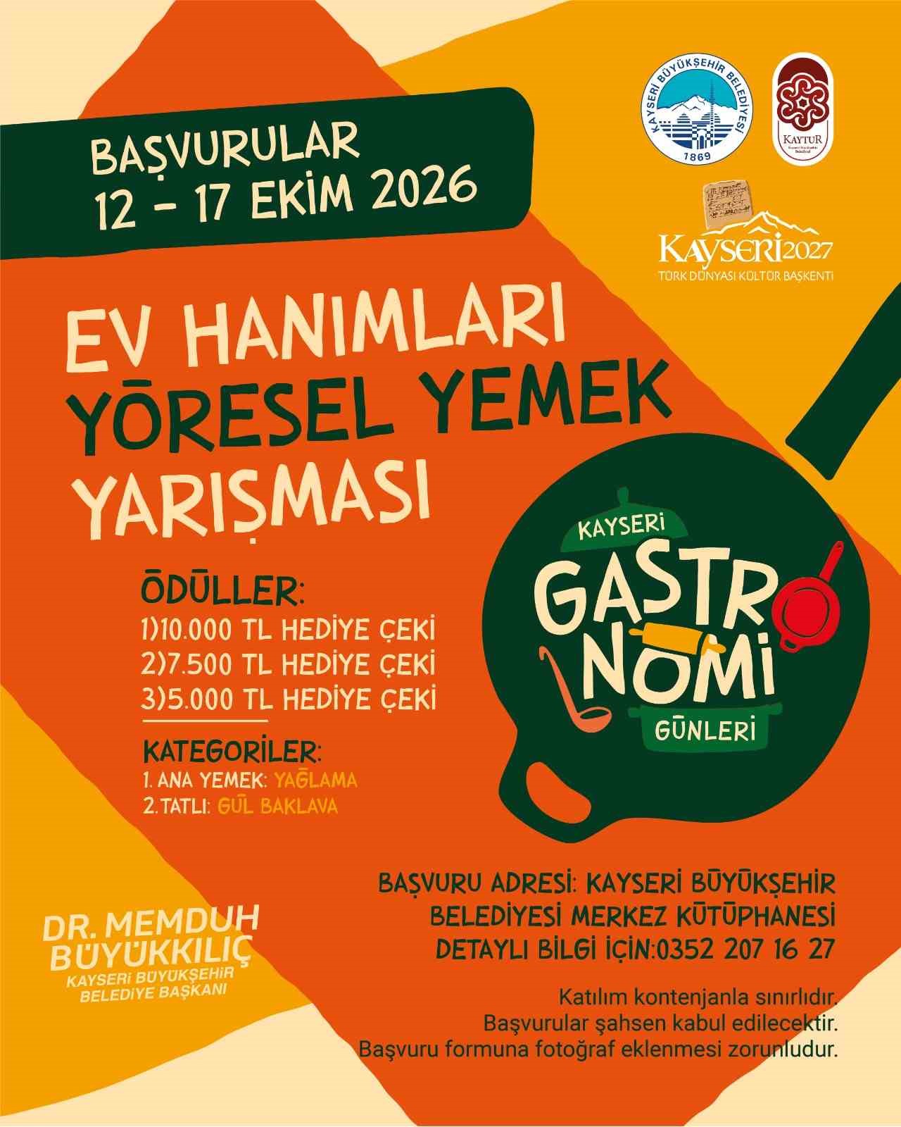 Kayseri Gastronomi Günleri’nde ev hanımları ve minik şefler yarışacak