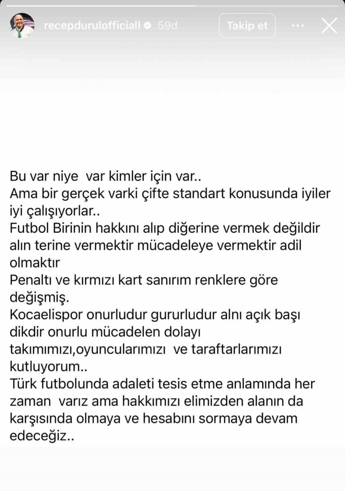 Kocaelispor Başkanı Durul’dan Beşiktaş maçı sonrası hakem kararlarına tepki