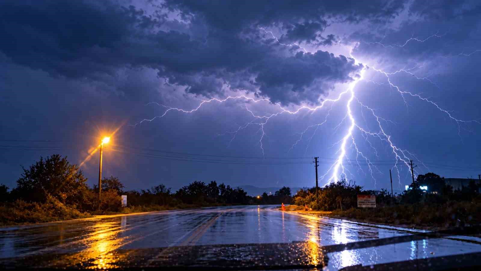 Düzce’de gece yarısı gök gürültülü sağanak yağış başladı