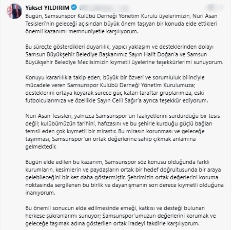 Yüksel Yıldırım: "Bu birlik ve dayanışmanın son derece kıymetli olduğuna inanıyorum"