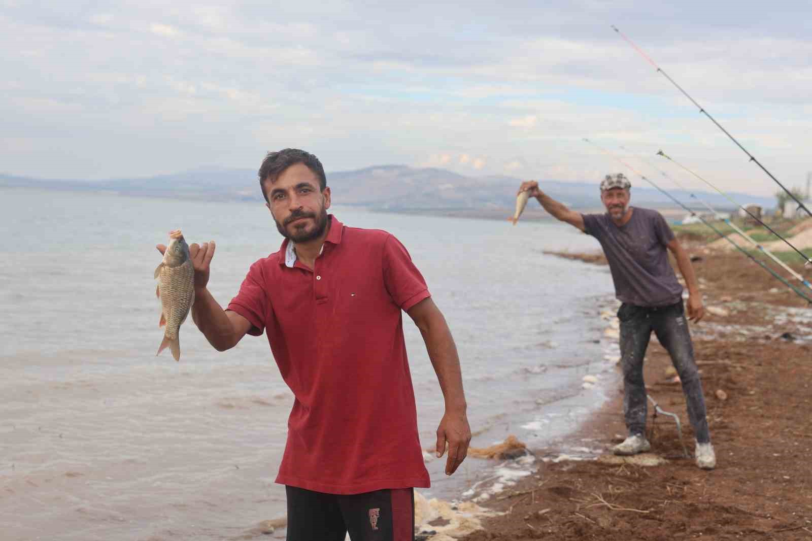 Aşırı yağışlarla birlikte sular altında kalan köy olta balıkçılarının uğrak noktası oldu