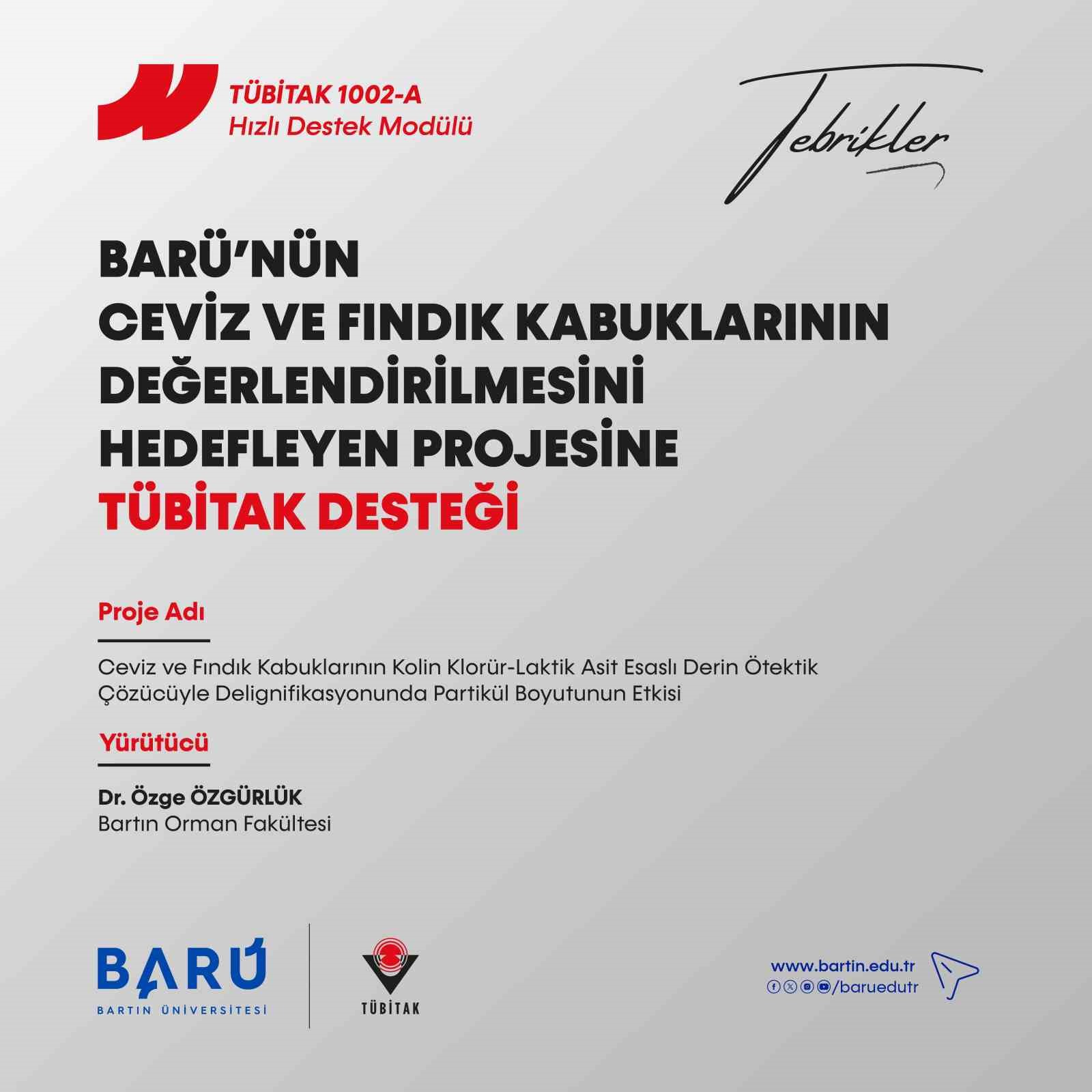 BARÜ’nün ceviz ve fındık kabuklarının değerlendirilmesini hedefleyen projesine TÜBİTAK desteği