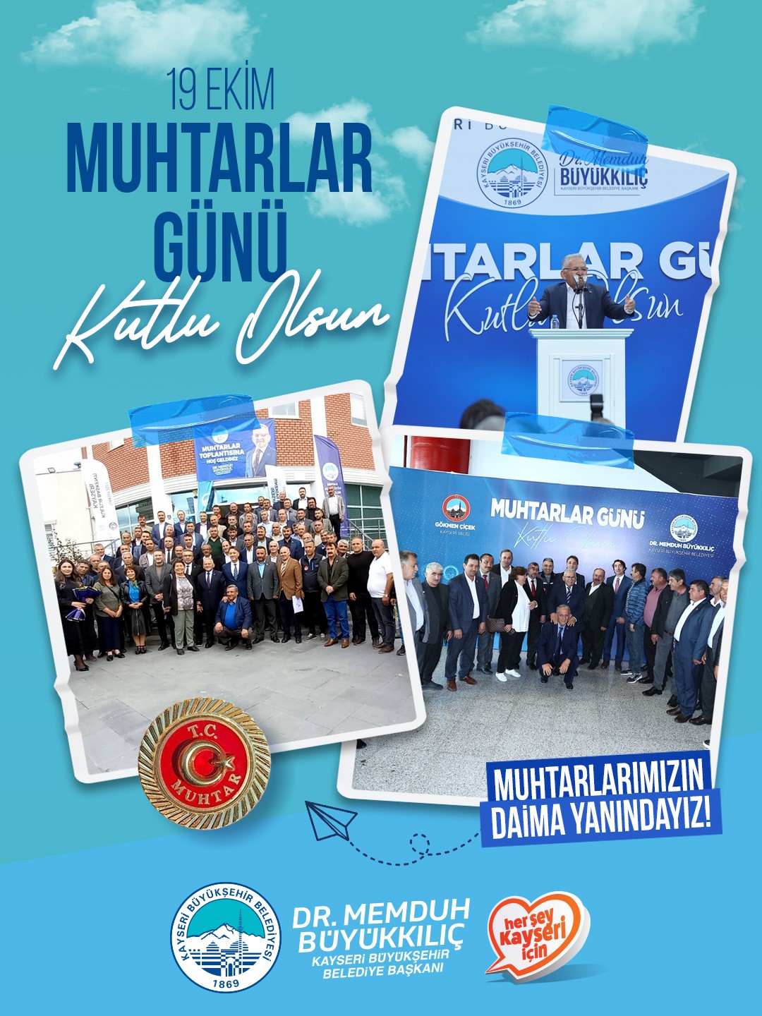 Vali Çiçek ve Başkan Büyükkılıç, Muhtarlar Günü’nü kutladı