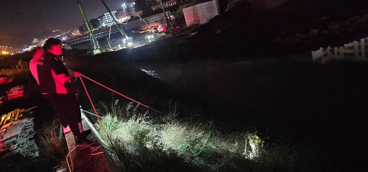 Asi Nehri’ne düşen koç itfaiye ekiplerinin zorlu çalışmasıyla kurtarıldı