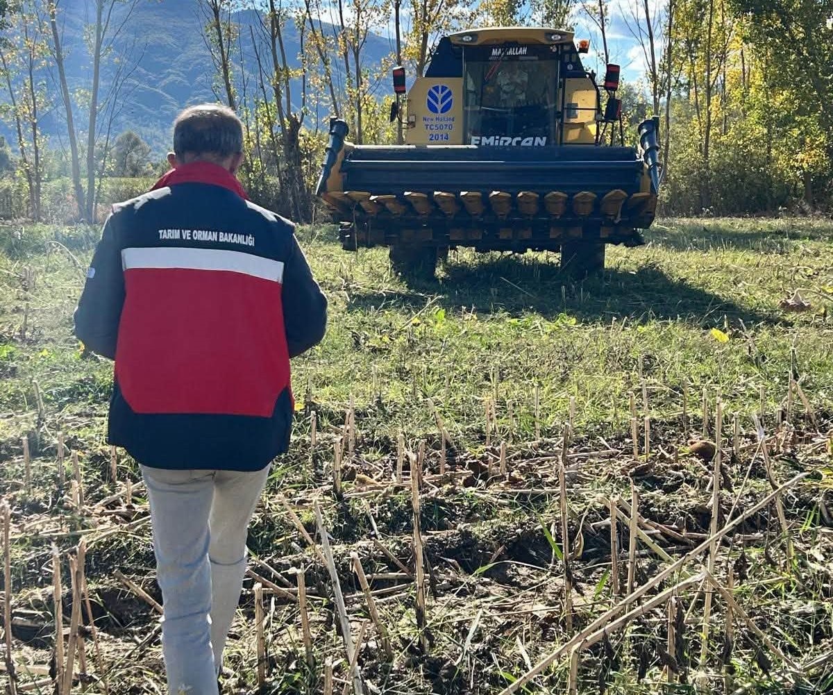 Simav’da ayçiçeği tarlalarında hasat kontrolleri yapıldı