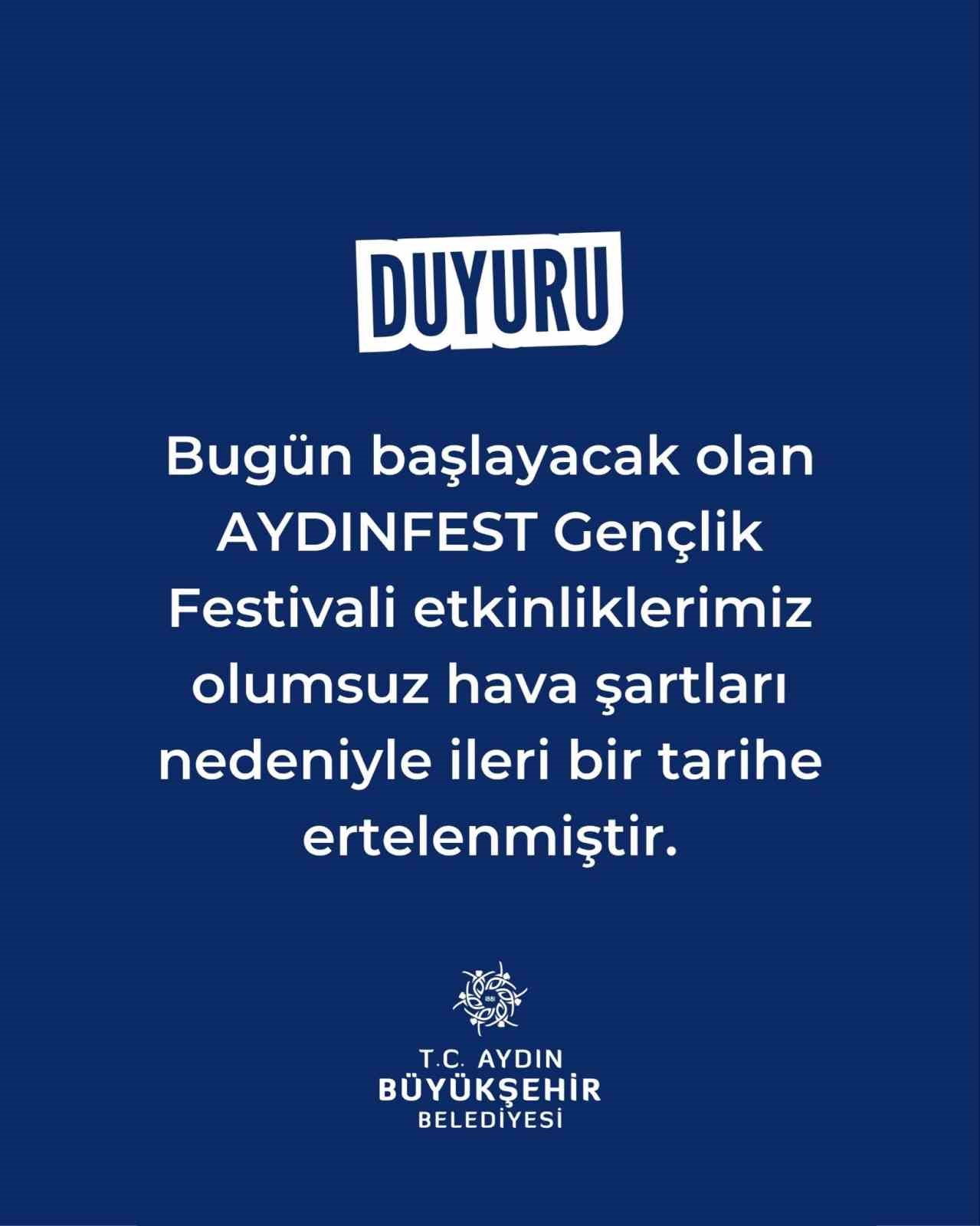 Aydınfest Gençlik Festivali ertelendi
