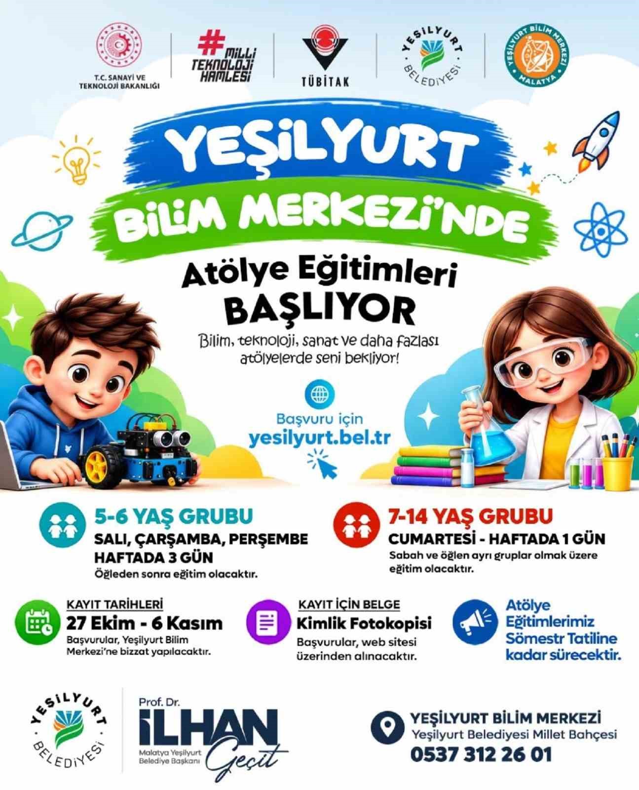 Yeşilyurt Bilim Merkezi’nde atölye eğitimleri için kayıtlar başladı