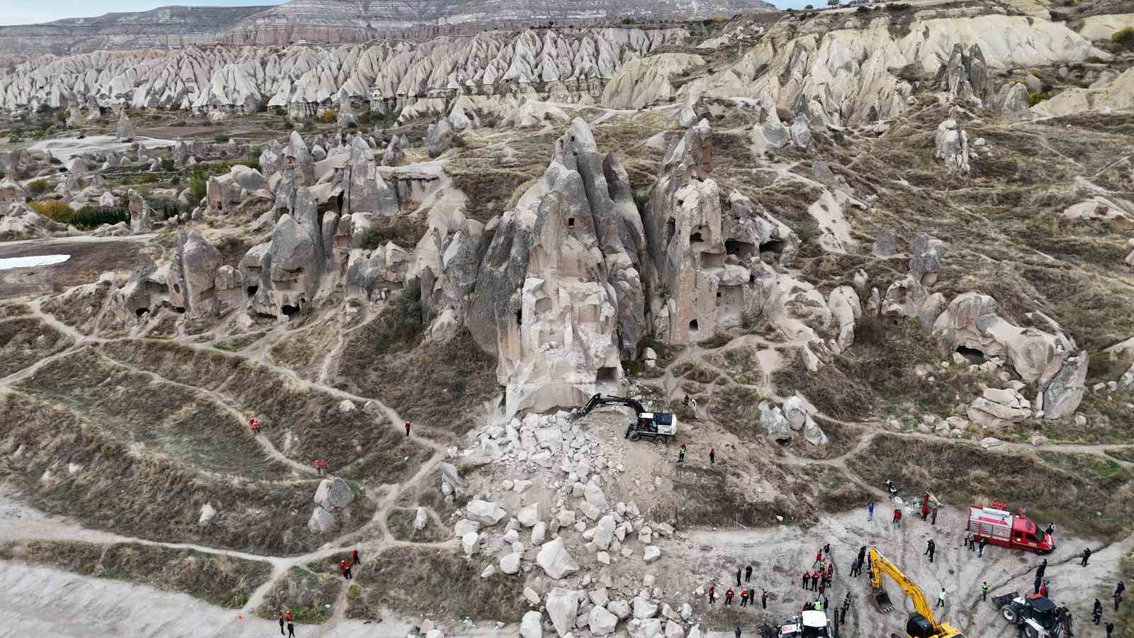Kapadokya’da düşen kaya parçasının önceki görüntüsü
